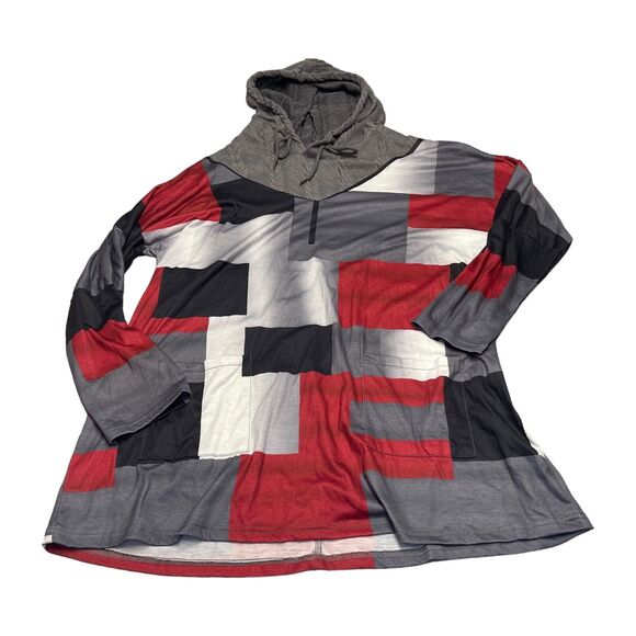 Hoodie Womens 2XL Multi Colorblock Knit Pockets Regular Fit Long Sleeve Pullover - Picture 1 of 6